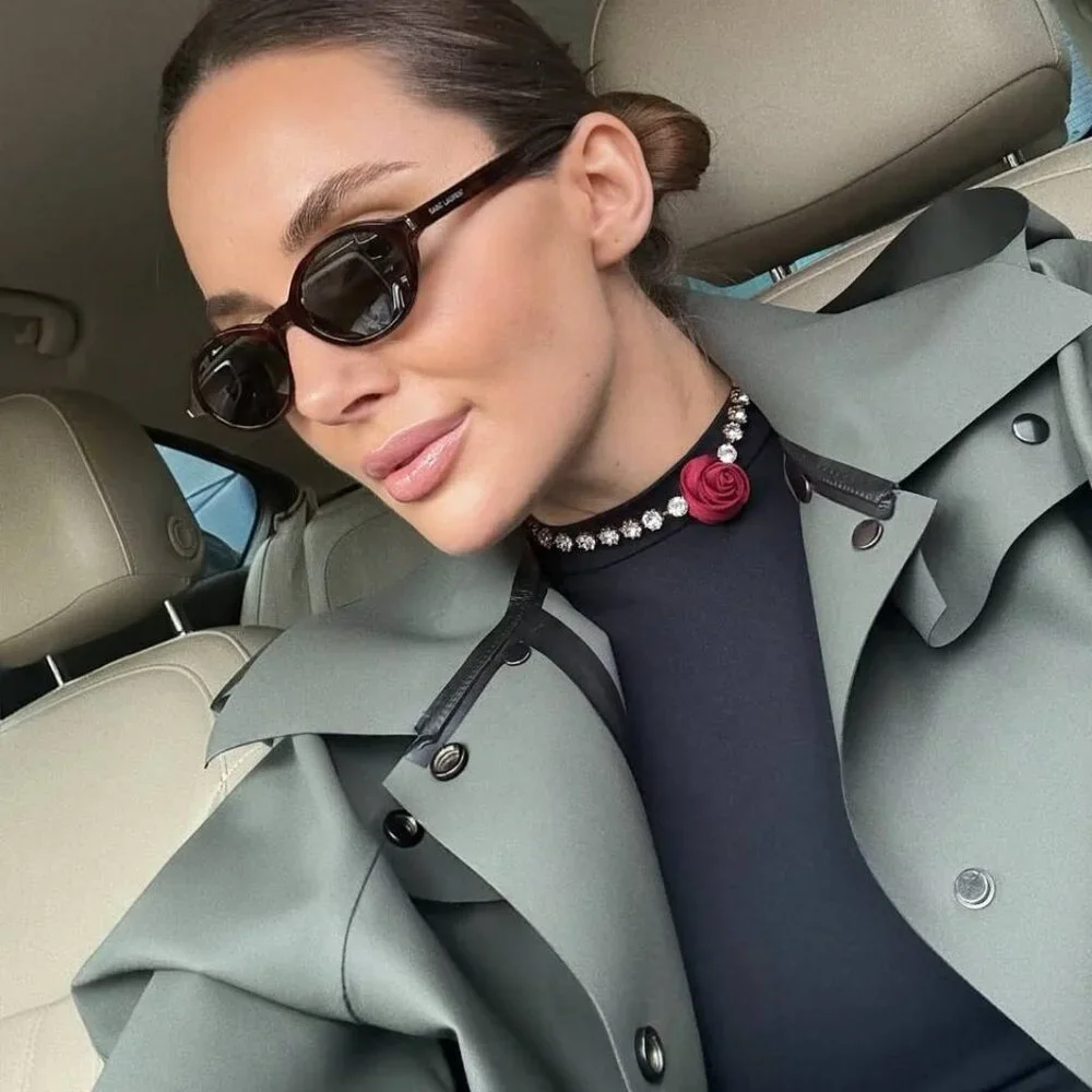 Saint Laurent SL751JEANNE 002 Oval Sunglasses - Havana\Grey - Picture 3 of 10